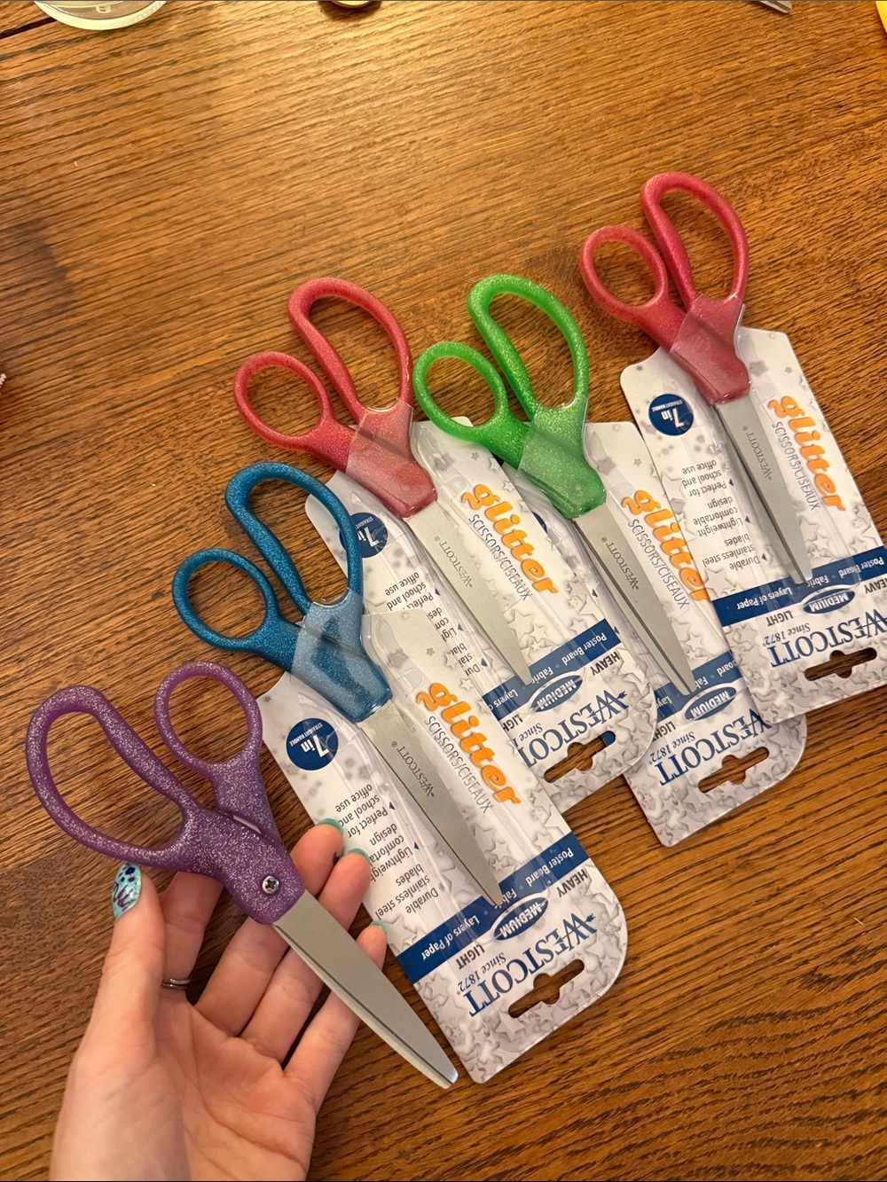 Wescott Glitter Handle 7" Scissors - Purple, Blue, Green, or Pink